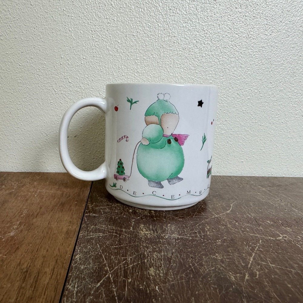 Michel & Company Vintage December Christmas Winter Mug Ceramic Taiwan‎ Holiday
